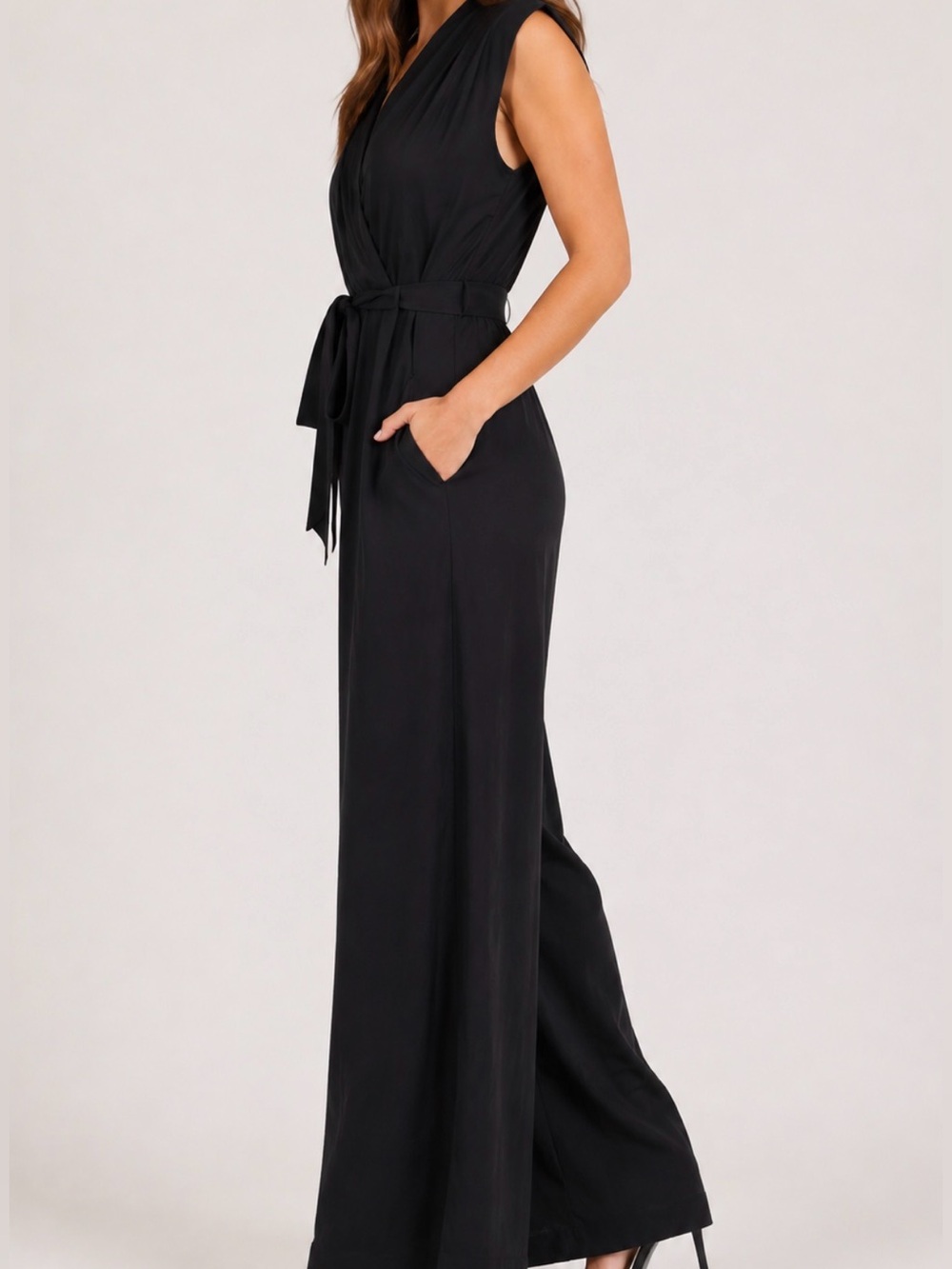 DKNY Sleeveless V Neck Pant Jumpsuit - Picture 2 of 7